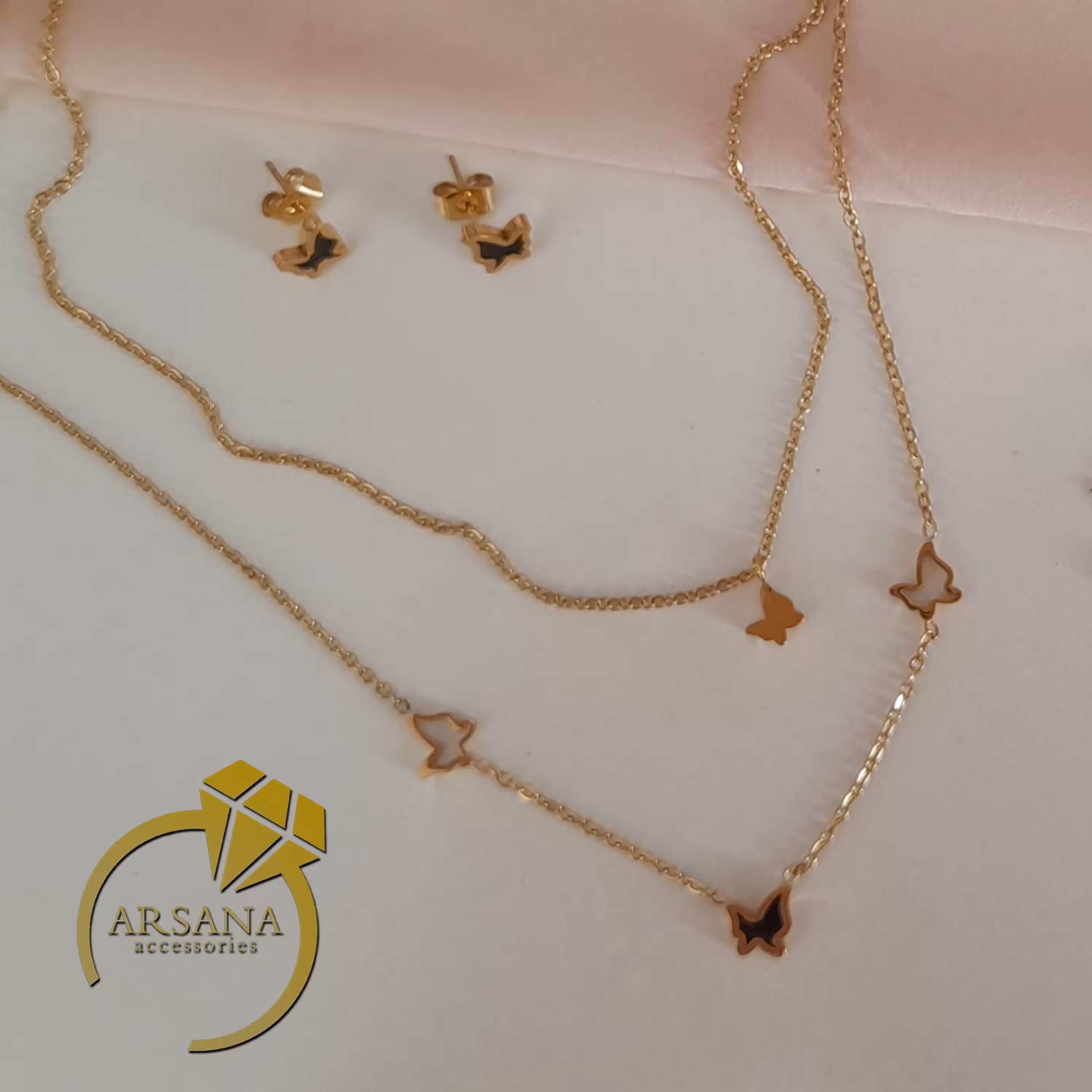 نیم ست زنانه استیل دولاین رنگ طلایی