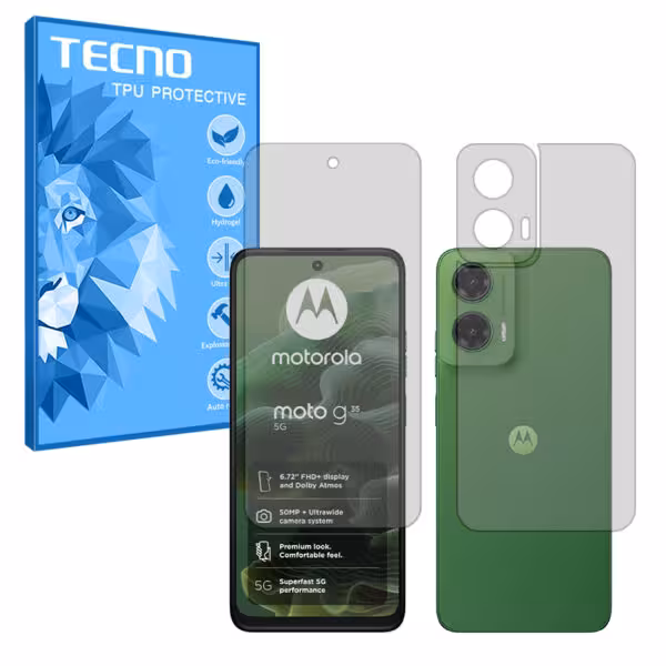 گلس صفحه نمایش و پشت گوشی موتورولا Moto G35 مدل هیدروژلی مات برند تکنو کد SS