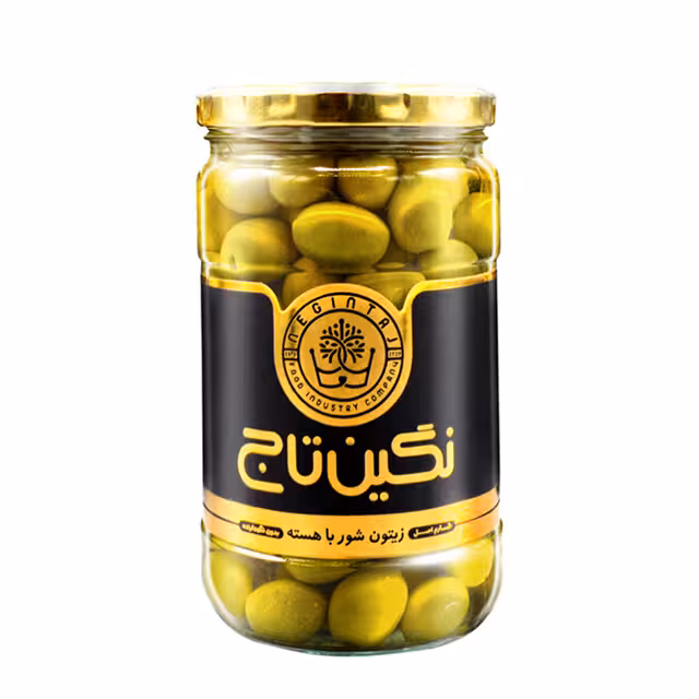 زیتون شور با هسته نگین تاج 680 گرمی