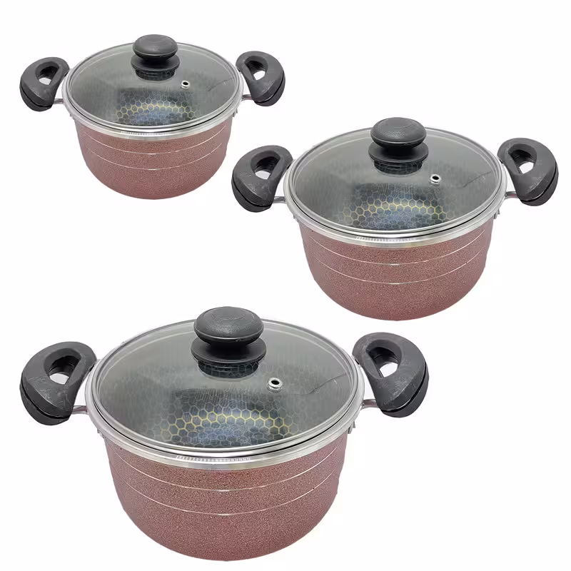 سرویس قابلمه 6 پارچه مدل لانه زنبوری کد 217 | کالا مکس