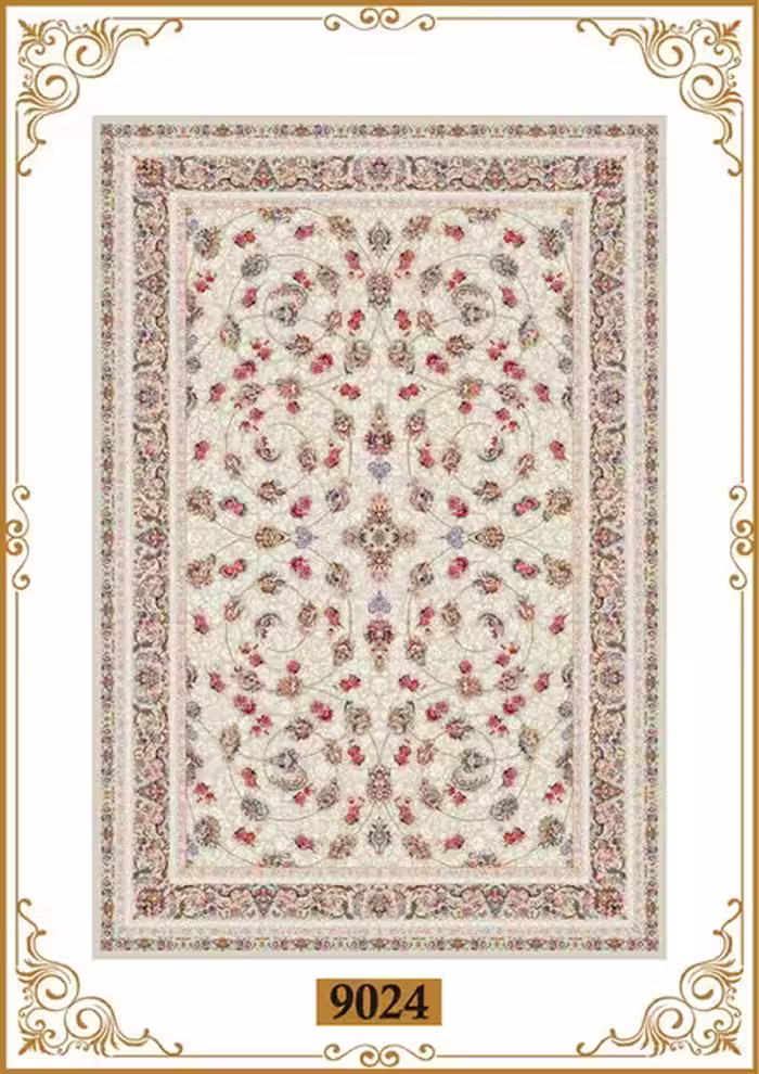 فرشینه چاپی 4 لایه ترمزگیر دار با طرح سنتی،پشت دات و چرم–تولید در ابعاد مختلف-کد 9025