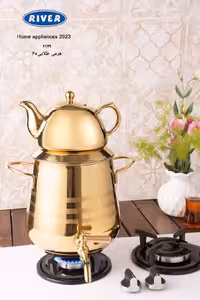 کتری و قوری استیل هرمی ریور RIVER کد 2149 طلایی
