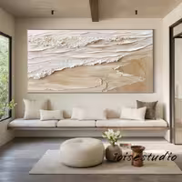 تابلو دکوراتیو نقش برجسته ساحل دریا 70*140 کد 724