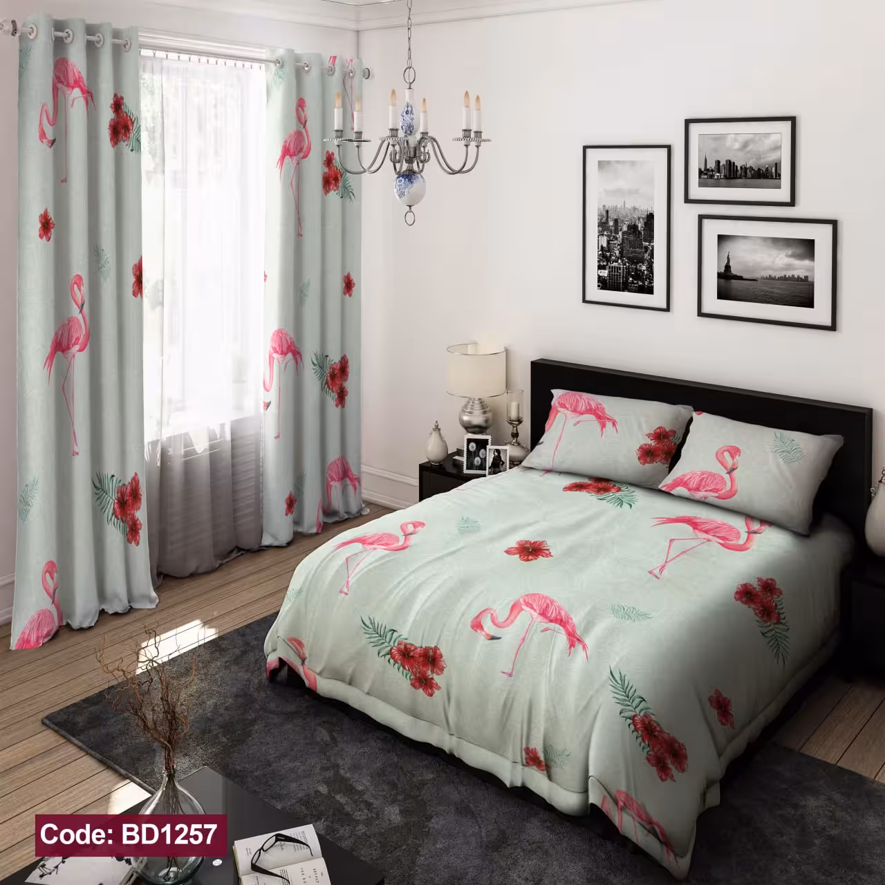 پرده پانچی مخمل چاپی دخترانه کد 1257