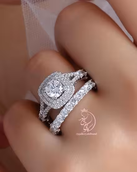 💍حلقه و پشت حلقه جواهری فاخر، خاص و زیبا نقره عیار 925 (P_2021)