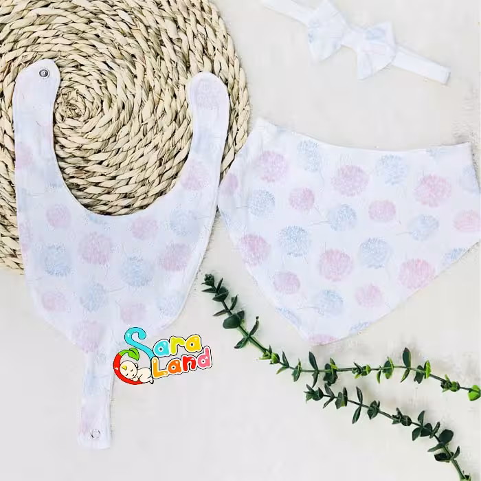 ست پیشبند نوزاد دخترانه طرح قاصدک