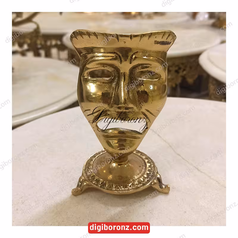 دکوری برنجی برنزی صورتک گربه پایه دار