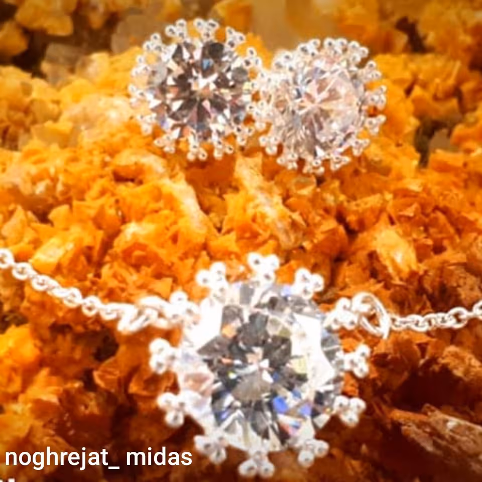 نیم ست زنانه نقره برلیان