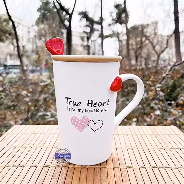 ماگ سرامیکی قلبی درب بامبو