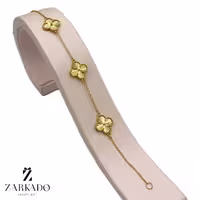 دستبند طلا ونکلیف تراشدار سه تایی سایز 4 کد B24297