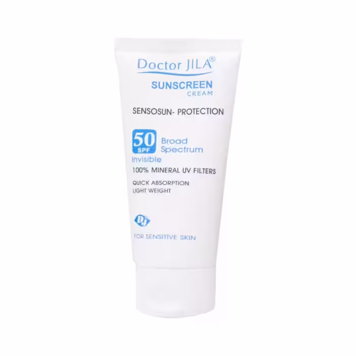 کرم ضد آفتاب سنسوسان پروتکشن SPF50 بی رنگ دکتر ژیلا