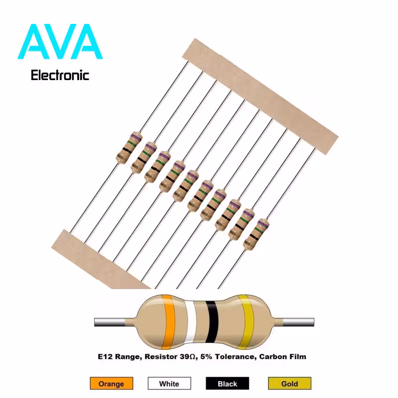 مقاومت 39 اهم 0٫25 وات 5 درصد بسته 50 تایی