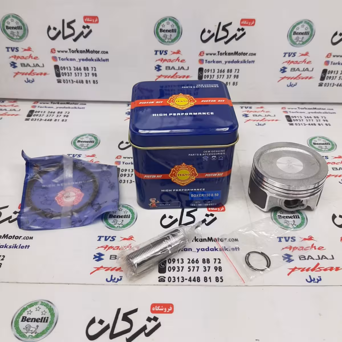 رینگ و پیستون ( پستان ) موتور باکسر 150 تکنو ( سایز 0/50 )