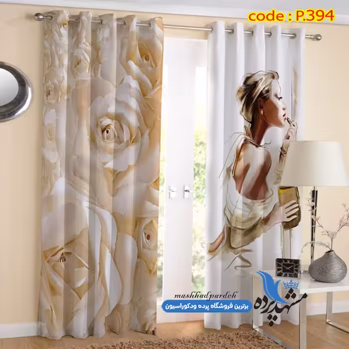 پرده پانچ چهره طرح گلدار کد p-394