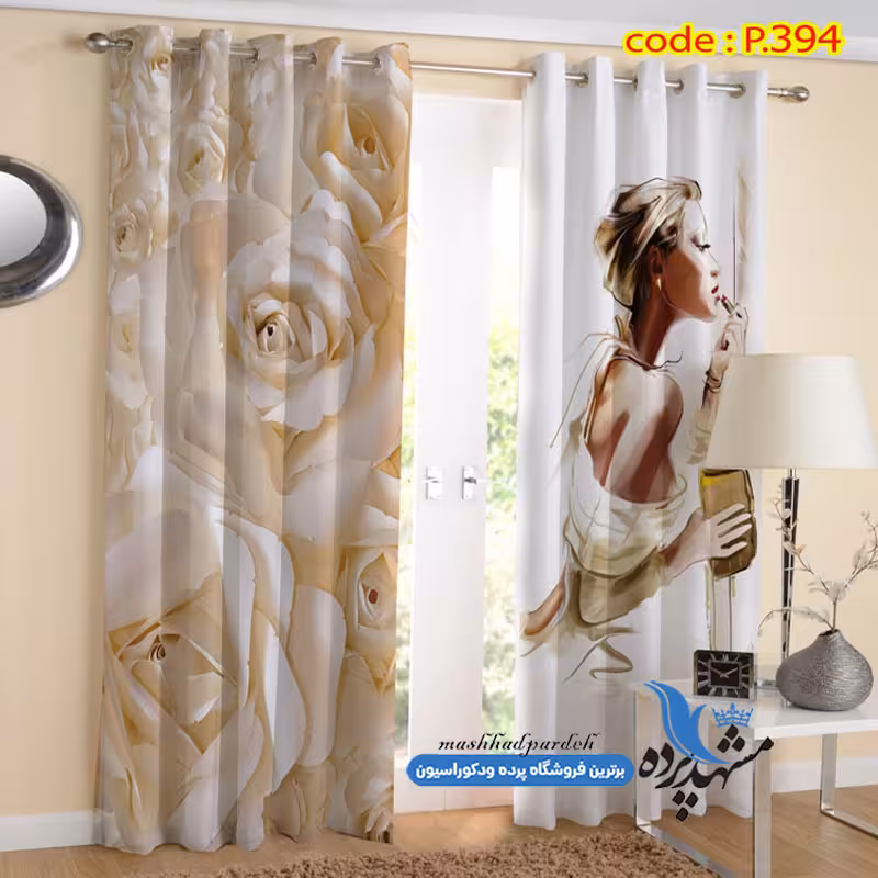 پرده پانچ چهره طرح گلدار کد p-394