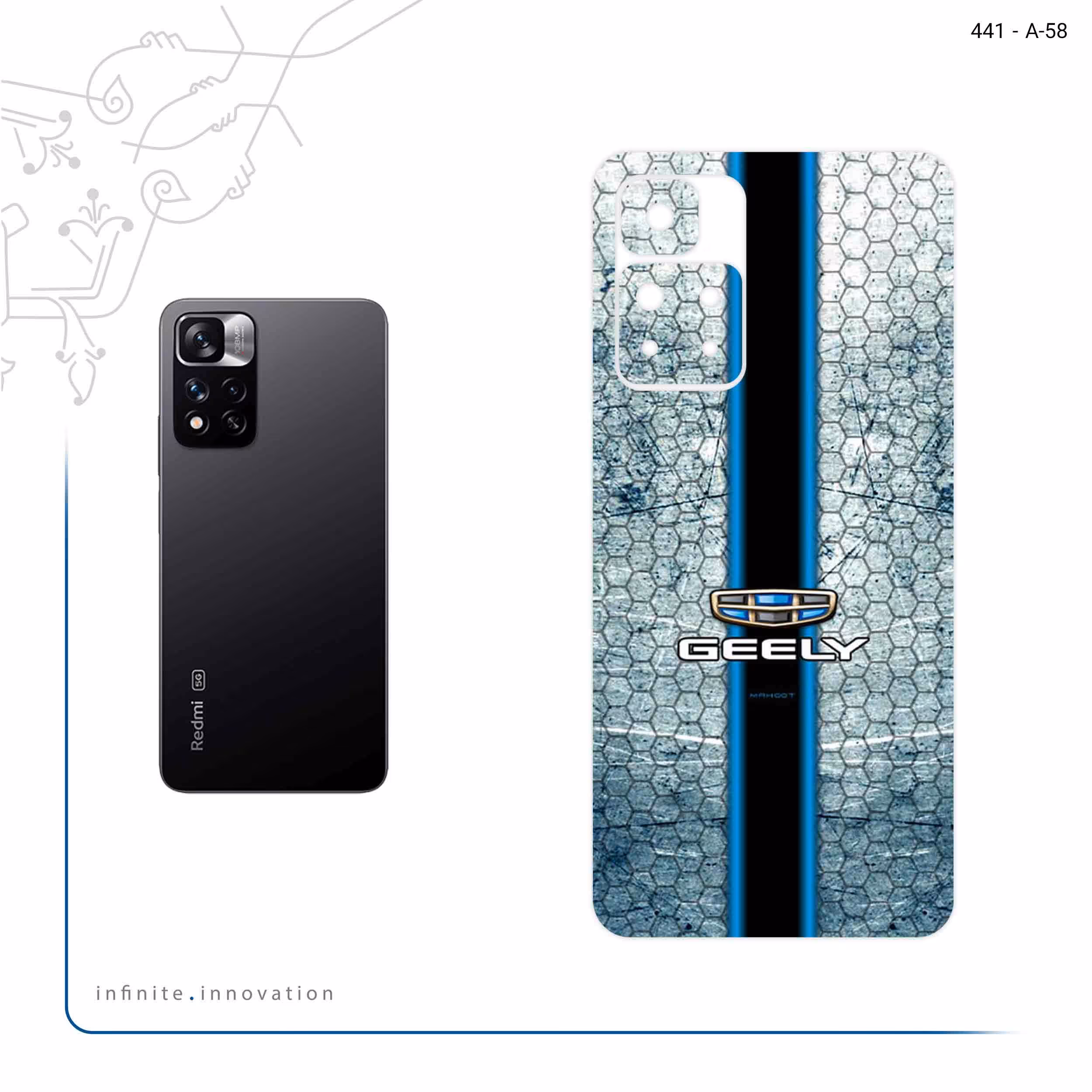 برچسب پوششی ماهوت مدل GEELY مناسب برای گوشی موبایل شیائومی Redmi Note 11 Pro Plus 5G