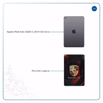 برچسب پوششی ماهوت مدل Porsche-Logo مناسب برای تبلت اپل iPad mini (GEN 5) 2019 A2133