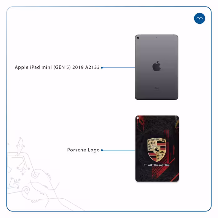 برچسب پوششی ماهوت مدل Porsche-Logo مناسب برای تبلت اپل iPad mini (GEN 5) 2019 A2133