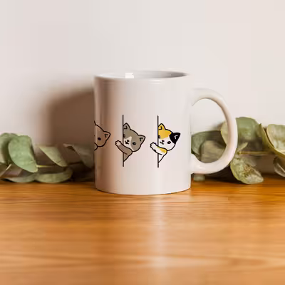 ماگ طرح گربه های پشت دیوار