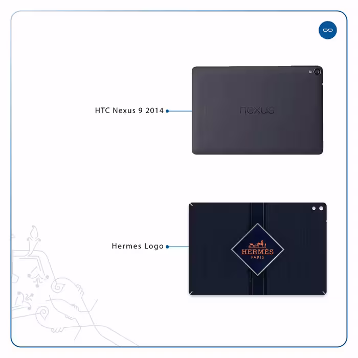 برچسب پوششی ماهوت مدل Hermes-Logo مناسب برای تبلت اچ تی سی Nexus 9 2014