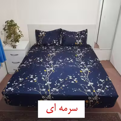 سرویس ملحفه مدل شکوفه یخی کد 160 دو نفره سه تکه 