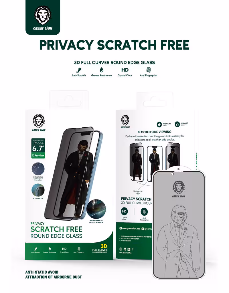 محافظ صفحه نمایش پرایوسی گرین مدل 3D Scratch Free Round Edge مناسب گوشی آیفون iPhone13ProMax
