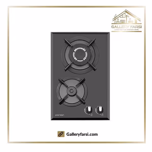 اجاق گازدوشعله شیشه ای پرنیان استیل مدل PB-2203