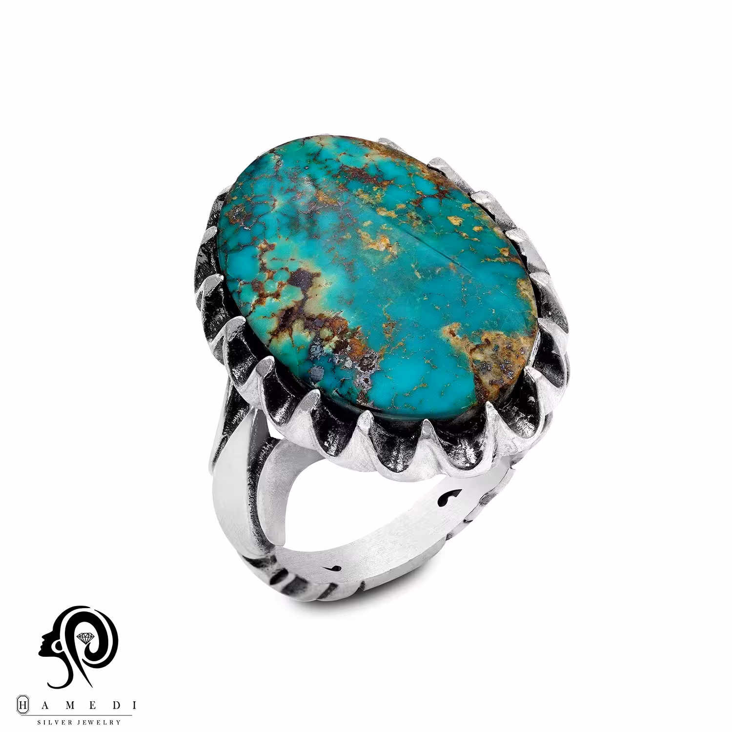 انگشتر فیروزه مردانه نقره اصل مدل RIM FI45