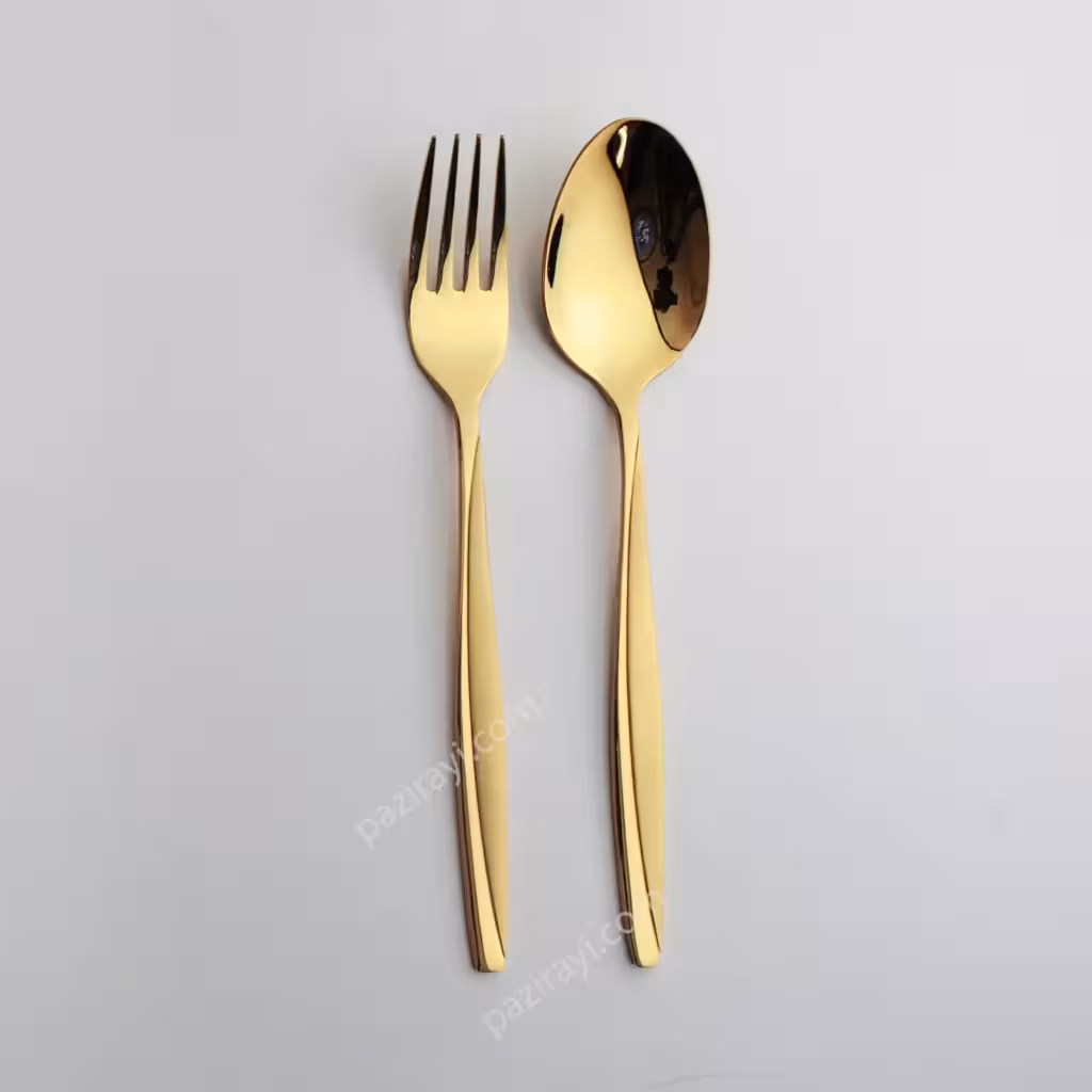 قاشق و چنگال غذاخوری 12 پارچه یونیک مدل ماینز طلایی