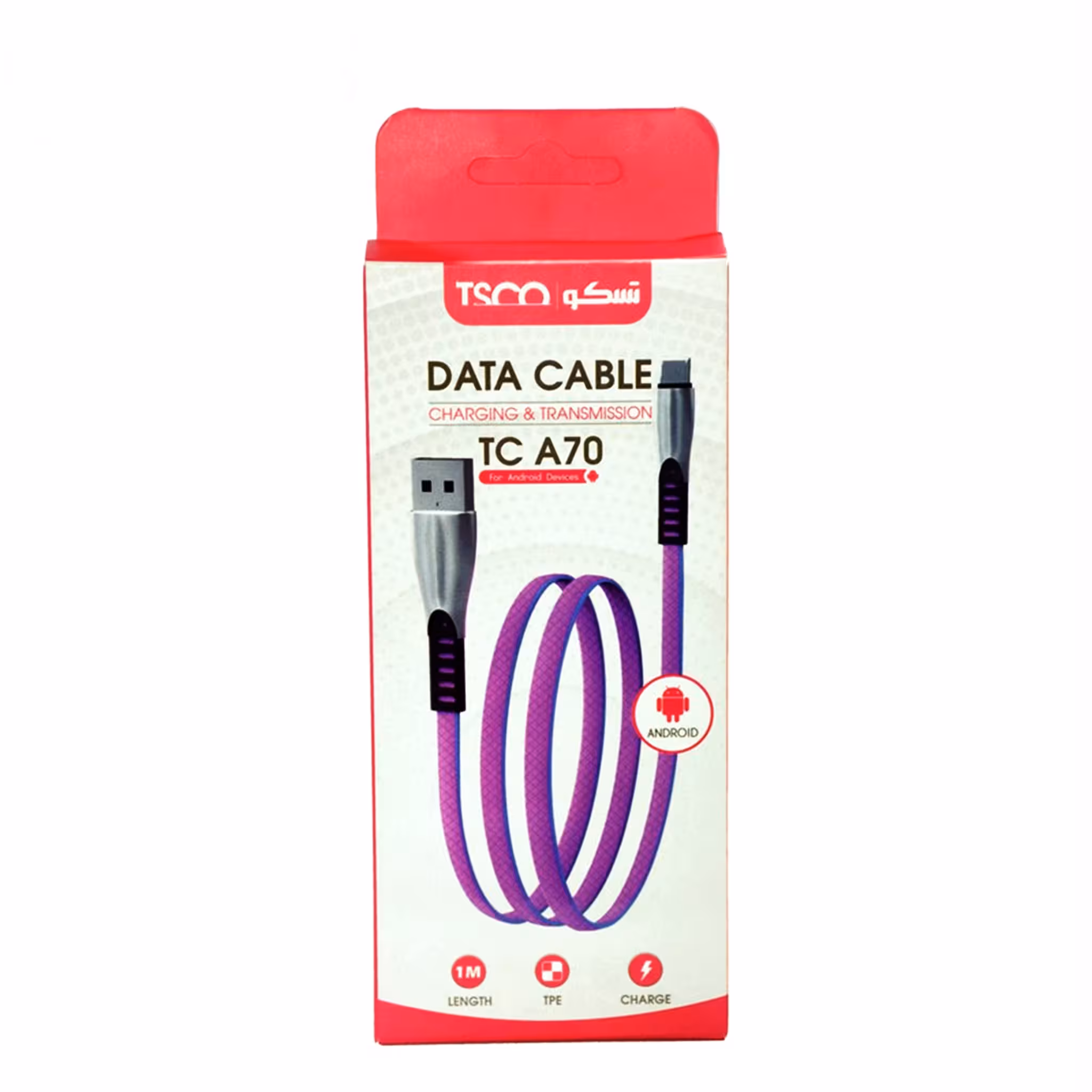 کابل شارژ و تبدیل USB به microUSB تسکو مدل TC A 70 طول 1 متر رنگ قرمز