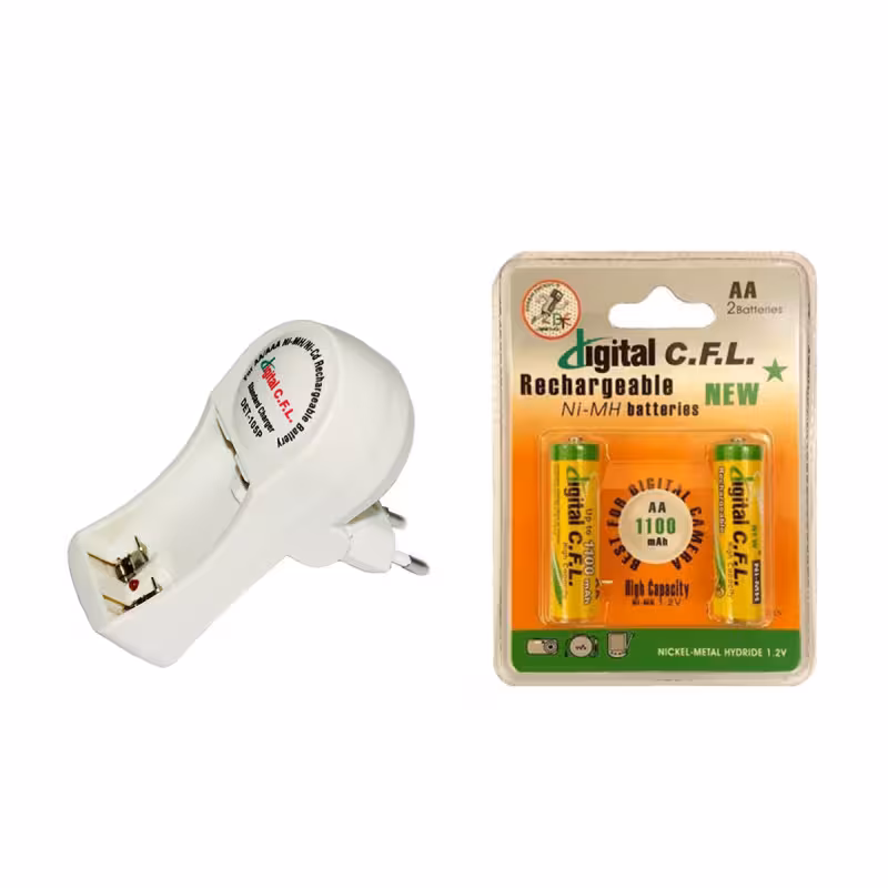 شارژر باتری سی اف ال مدل DET-105P به همراه باتری قلمی قابل شارژ 1100 میلی آمپر