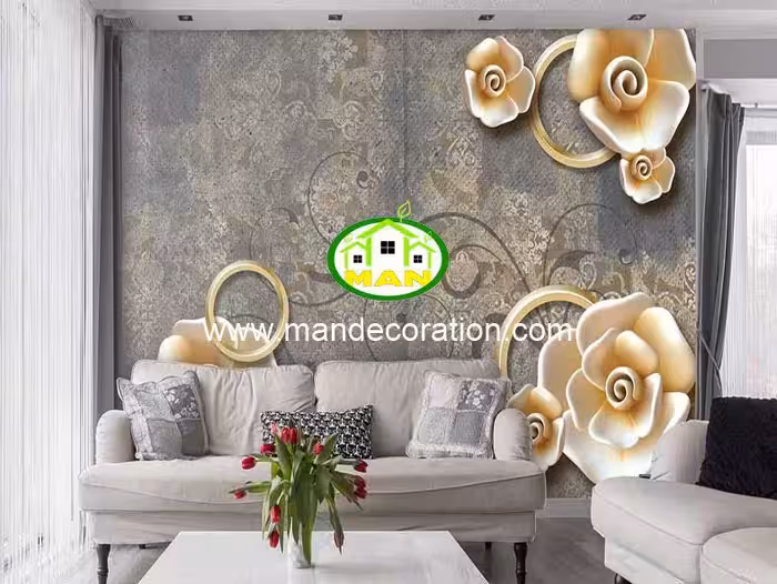 پوستردیواری گل سه بعدی لوکس کد vip405