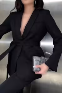 ست شلوار و blazer چسبیده با شلوار گشاد - 7525