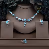 ست صدفی نقره زنانه جواهری مدل NE C12