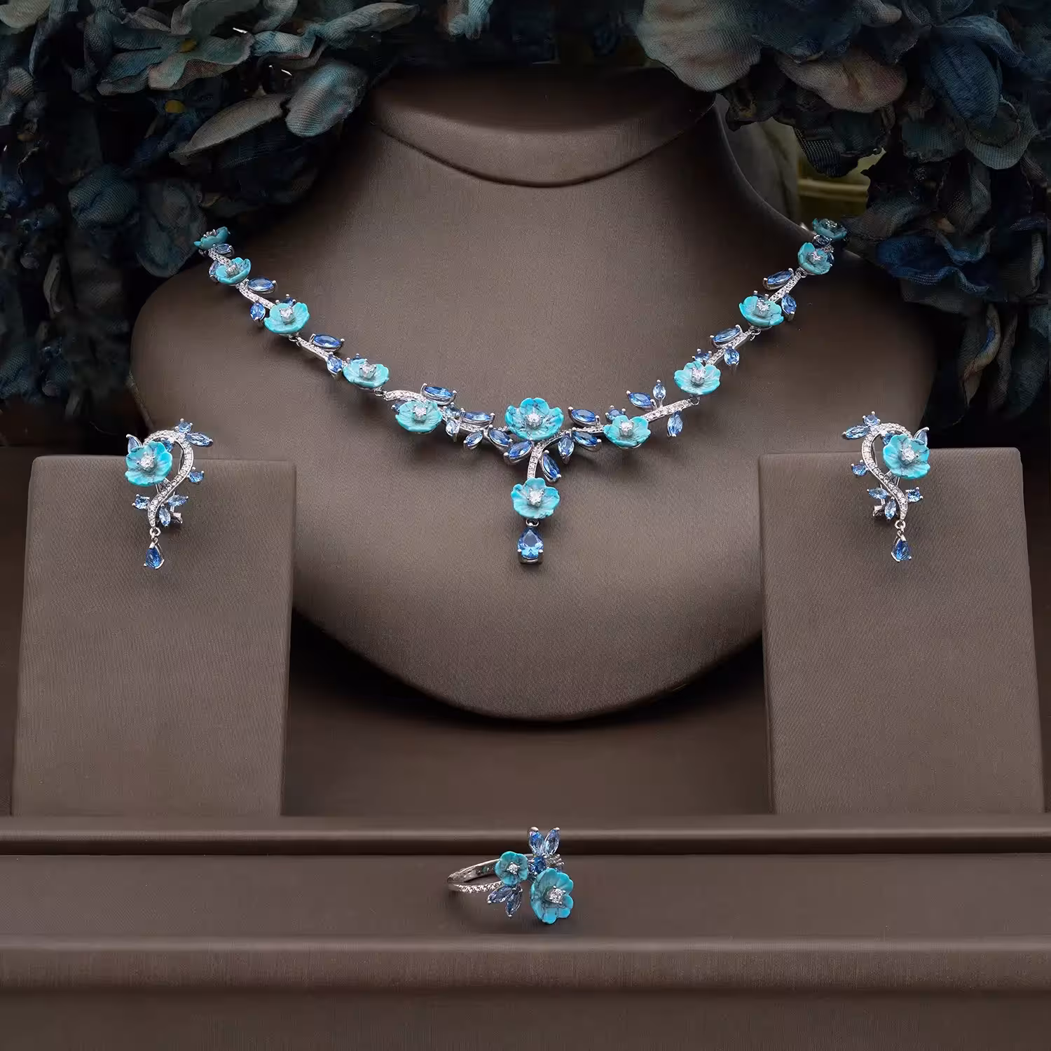 ست صدفی نقره زنانه جواهری مدل NE C12