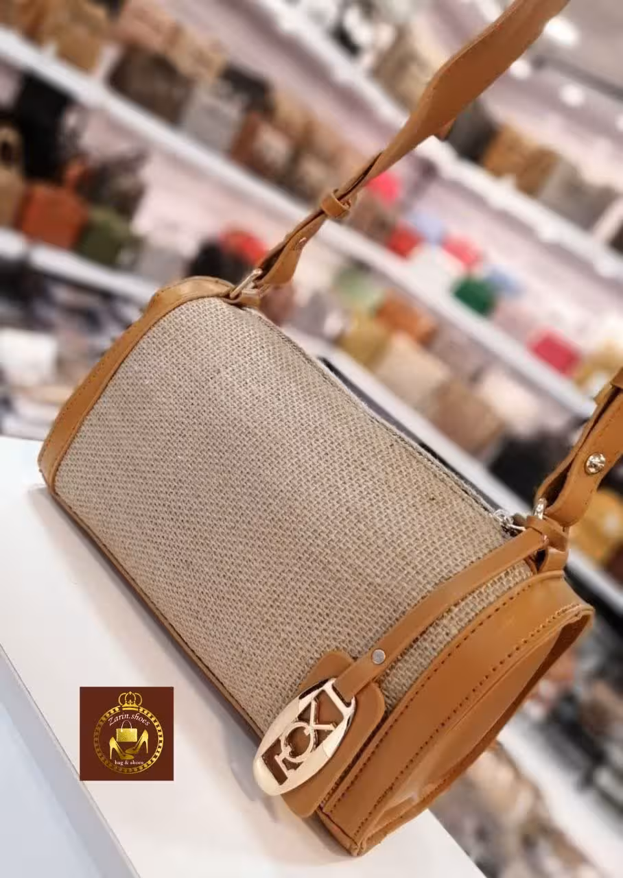 کیف دوشی کنفی و چرم زنانه کد 1069
