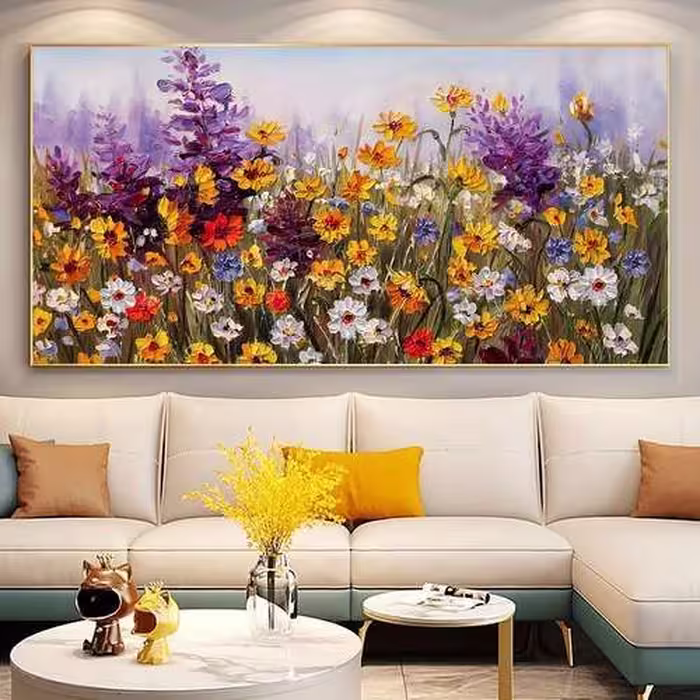 تابلو نقاشی رنگ روغن اردیبهشت 150x80 سانتی‌متر، کد 544، همراه با قاب