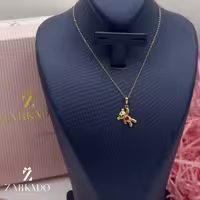 پلاک طلا طرح خرس ژوبین با قلب قرمز