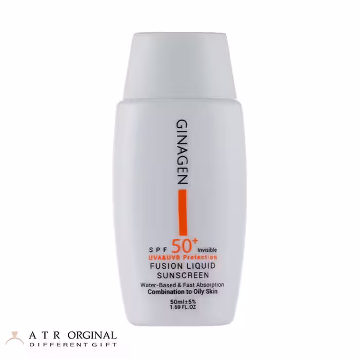 ضد آفتاب بی رنگ ژیناژن مدل Fusion liquid مناسب پوست چرب