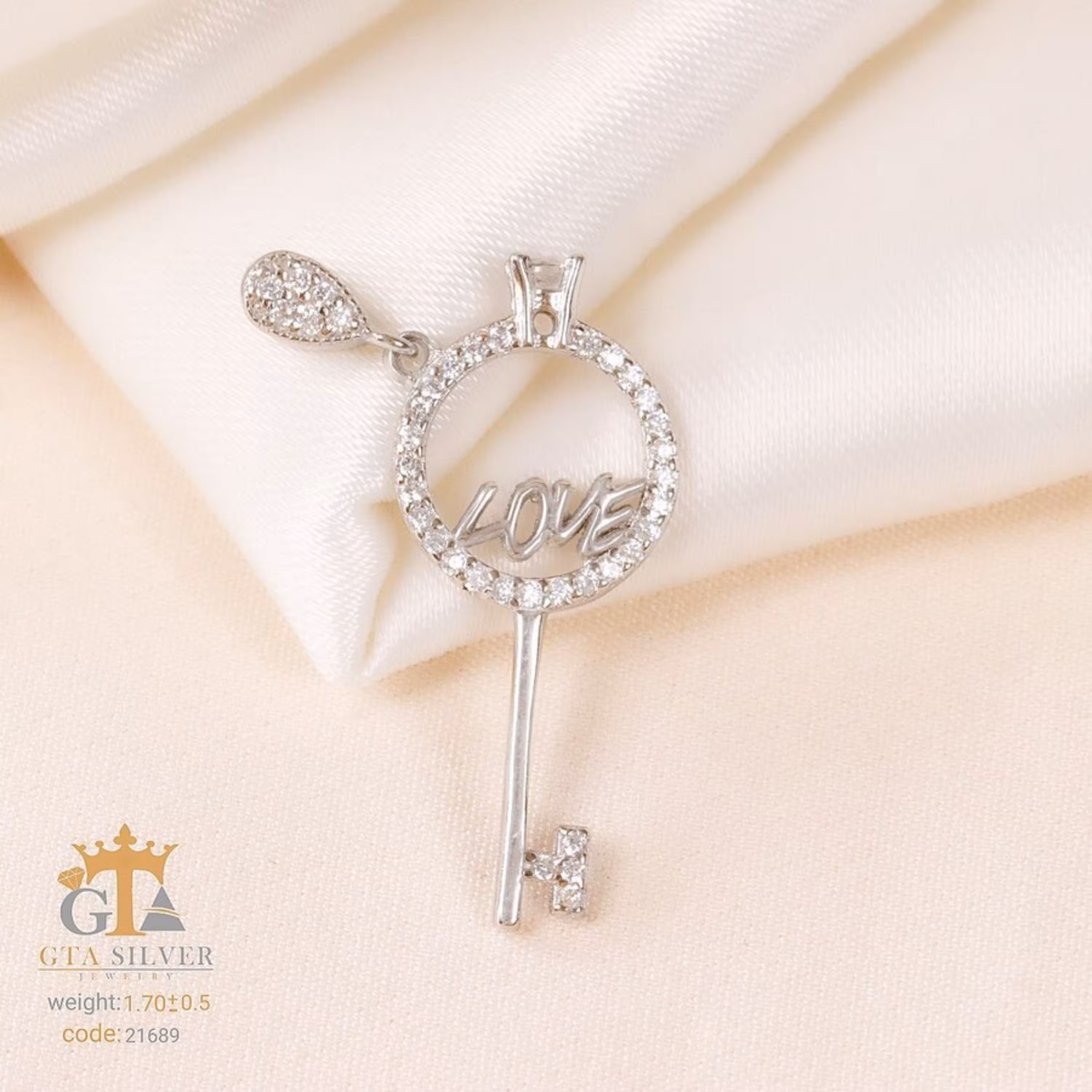 مدال نقره میکرو طرح کلید عشق کد 21689-2