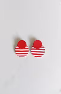 گوشواره دایره راه راه قرمز