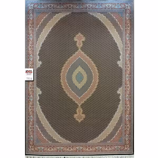 فرش 700 شانه طرح ریز ماهی زمینه سرمه ای بزرگمهر کاشان – کد 7514