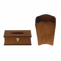 سطل و جا دستمال چوبی طرح هندسی کد BT072