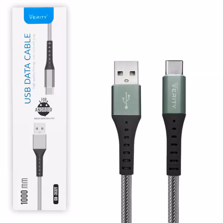کابل دیتا و شارژ Type-C VERITY مدل 3132 نقره ای