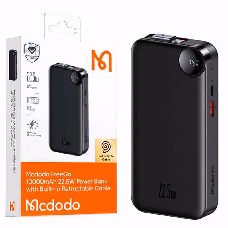 پاور بانک فست شارژ مک دودو MC-386 PD 22.5W ظرفیت 10000 میلی آمپر ساعت