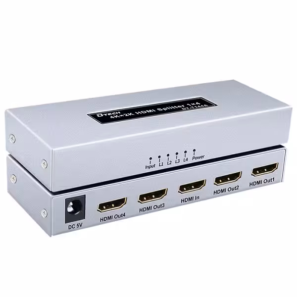 اسپلیتر 1 به 4 HDMI دیتک مدل DTECH Hdmi V2 Splitter 1 TO 4 DT-7214
