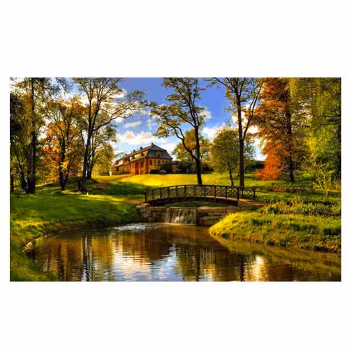 طرح منظره کلبه وپل چوبی کد 23027