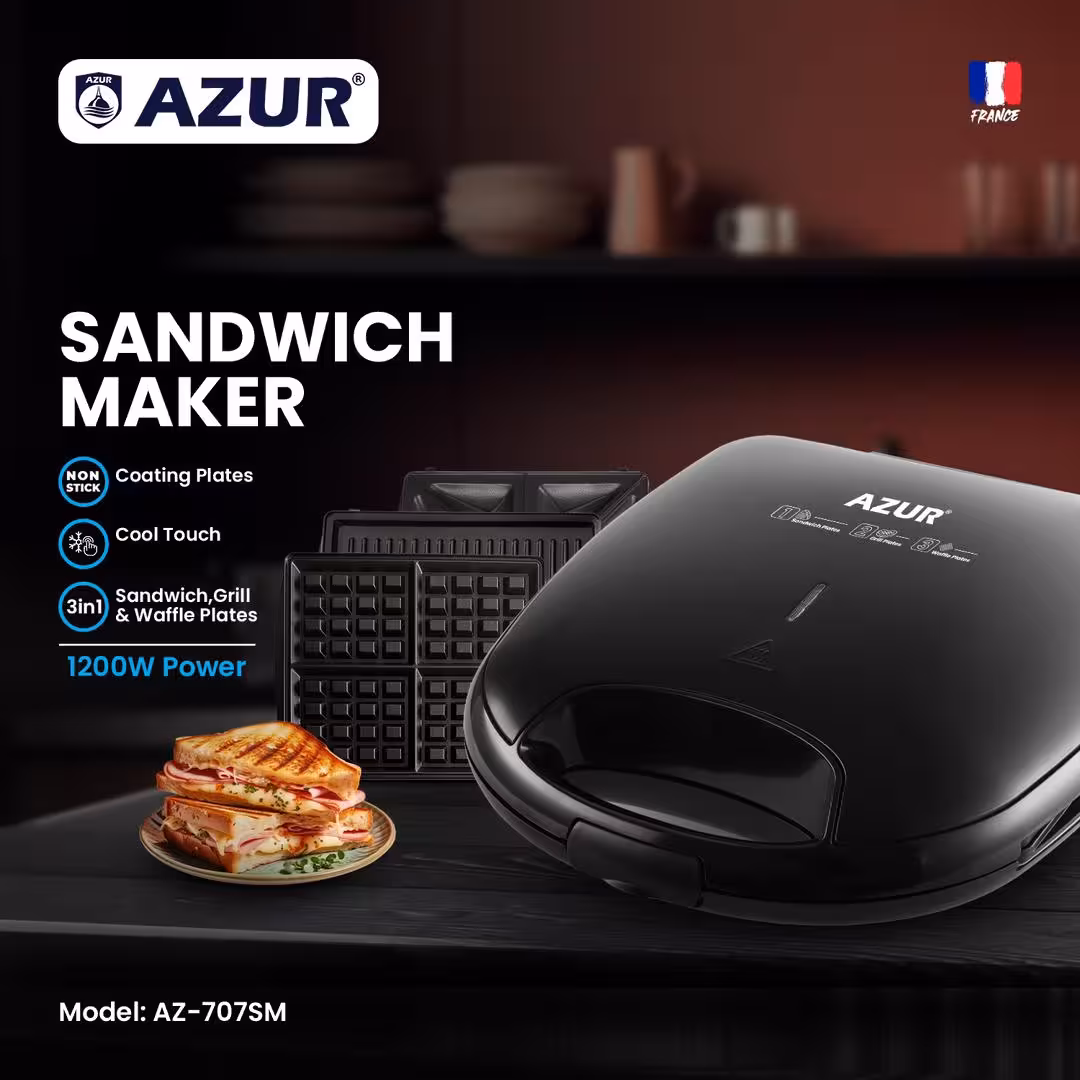 ساندویچ ساز سه کاره مشکی آزور AZ-707