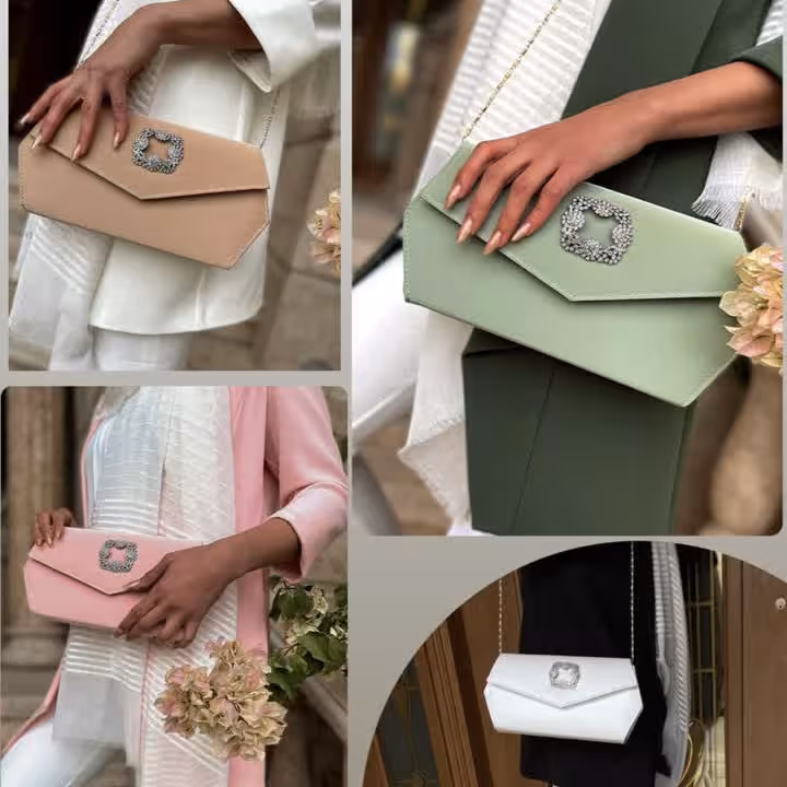 کیف مجلسی جیران  کتابی رنگ پاستیلی جنس خاص نگین دار