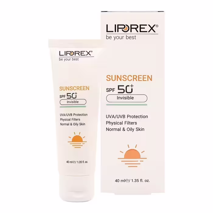 کرم ضد آفتاب SPF50 پوست نرمال و چرب لیپورکس (بی رنگ)  Liporex Sunscreen Cream SPF50 For Normal And Oily Skin